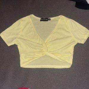 Pretty little thing cropped yellow shirt
